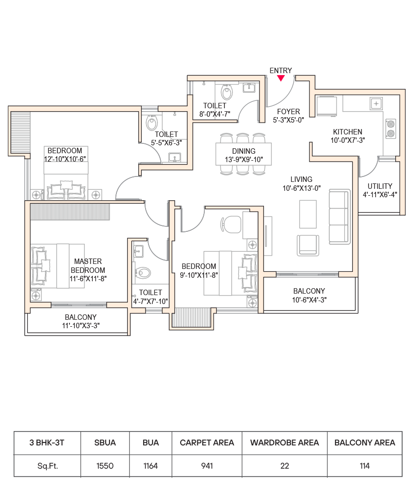 3 BHK Premium 3T